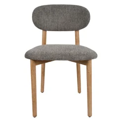 Chaise de salle à manger en peuplier et lin gris foncé - Cautret