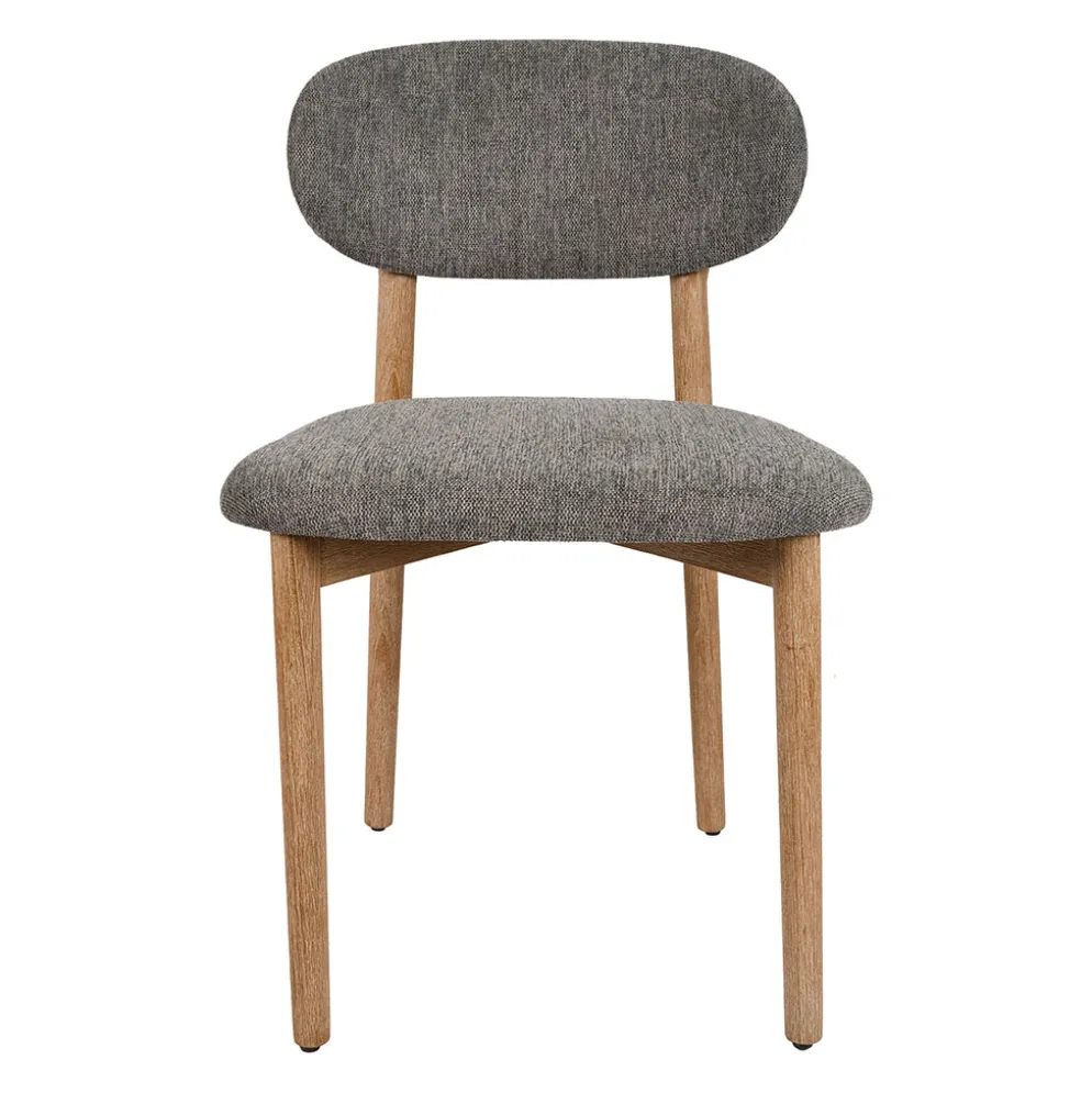 Chaise de salle à manger en peuplier et lin gris foncé - Cautret