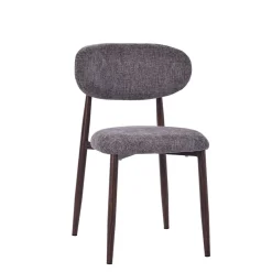 Chaise de salle à manger en tissu taupe et pieds en métal effet noyer foncé - Copenhague