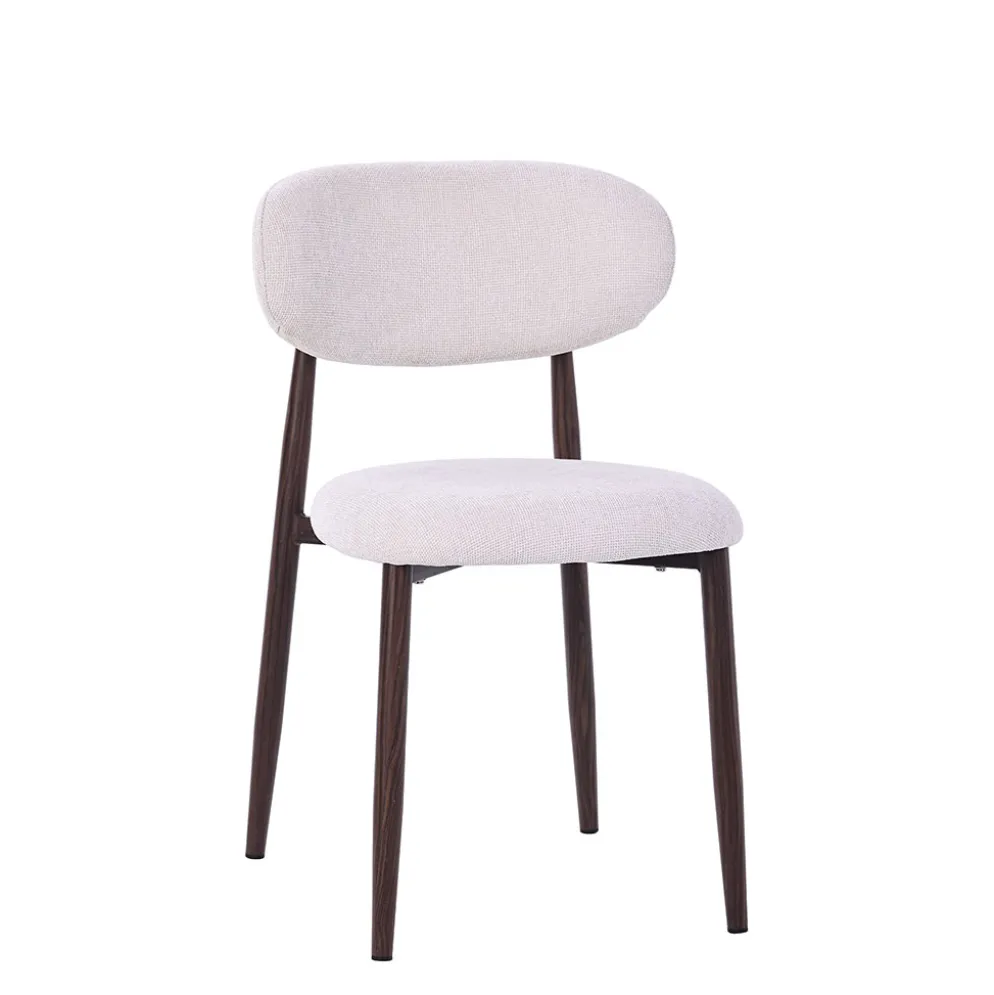 Chaise de salle à manger en tissu ivoire et pieds en métal effet chêne clair - Copenhague