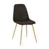 Chaise de salle à manger en velours côtelé gris foncé et pieds effet bois - Pauline