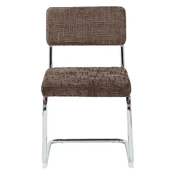 Chaise de salle à manger en fer et tissu brun - Estepan