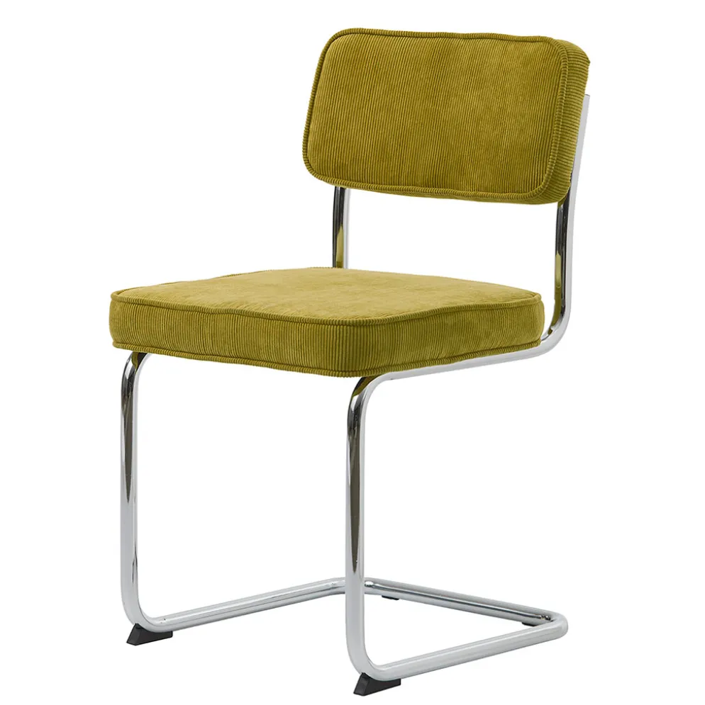 Chaise de salle à manger en velours côtelé vert - Rupert