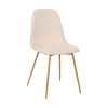 Chaise de salle à manger en velours côtelé beige et pieds effet bois - Pauline