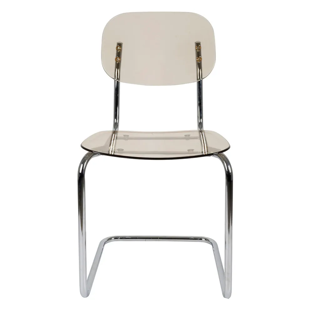Chaise de salle à manger en polycarbonate et fer fumé - Seventies
