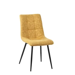 Chaise de salle à manger en microfibre matelassé moutarde - Lilly