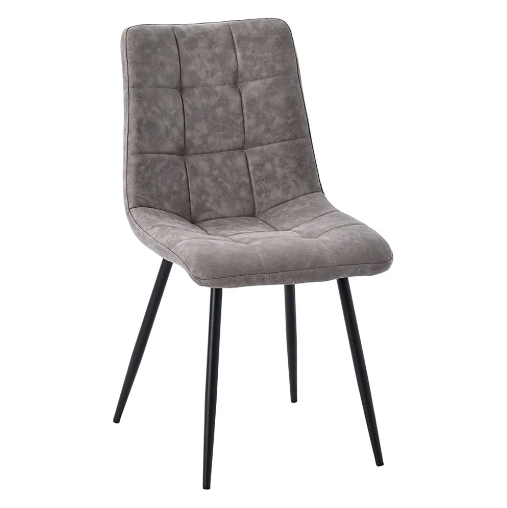 Chaise de salle à manger en microfibre matelassé taupe - Lilly