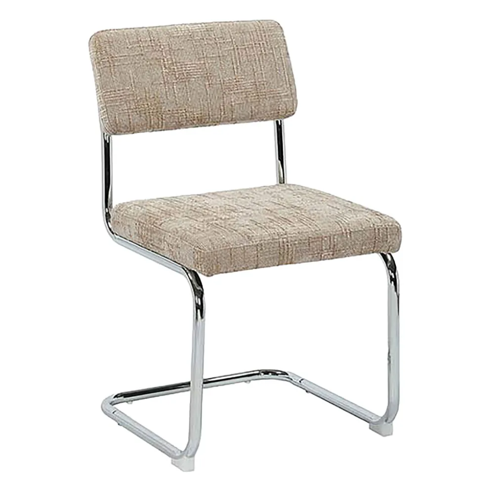 Chaise de salle à manger en fer et tissu beige - Estepan