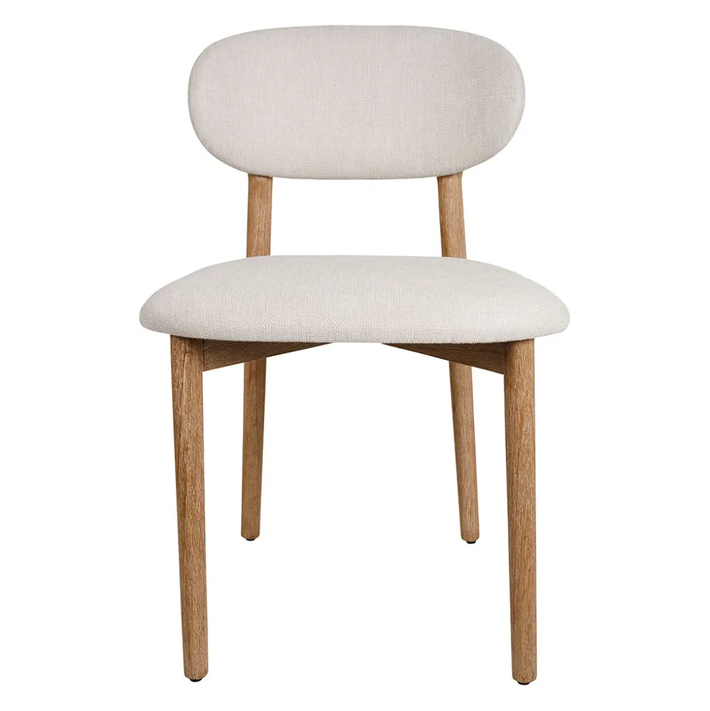 Chaise de salle à manger en peuplier et lin gris clair - Cautret