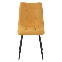 Chaise de salle à manger en tissu matelassé moutarde - Lilly