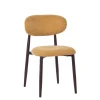 Chaise de salle à manger en tissu jaune et pieds en métal effet noyer foncé - Copenhague