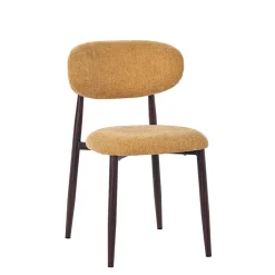 Chaise de salle à manger en tissu jaune et pieds en métal effet noyer foncé - Copenhague