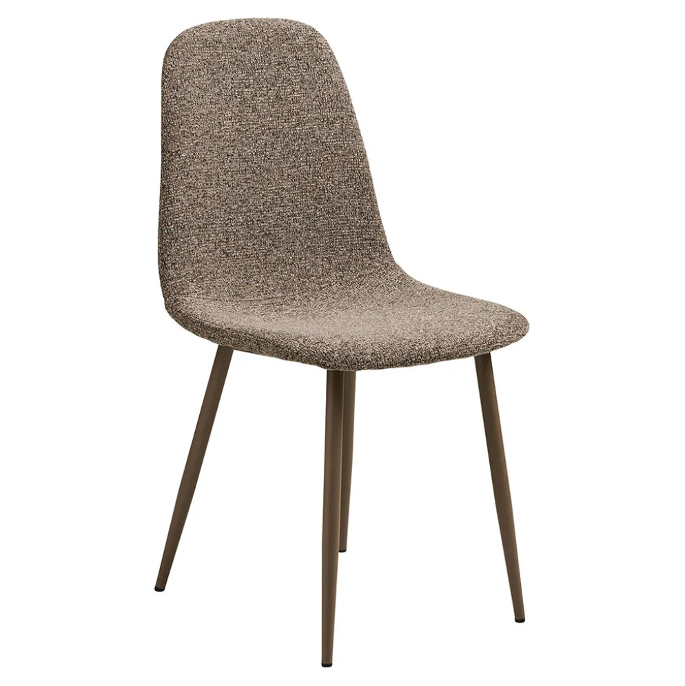 Chaise de salle à manger en tissu brun - Steve