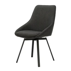 Chaise de salle à manger pivotante en tissu noir - Kizim