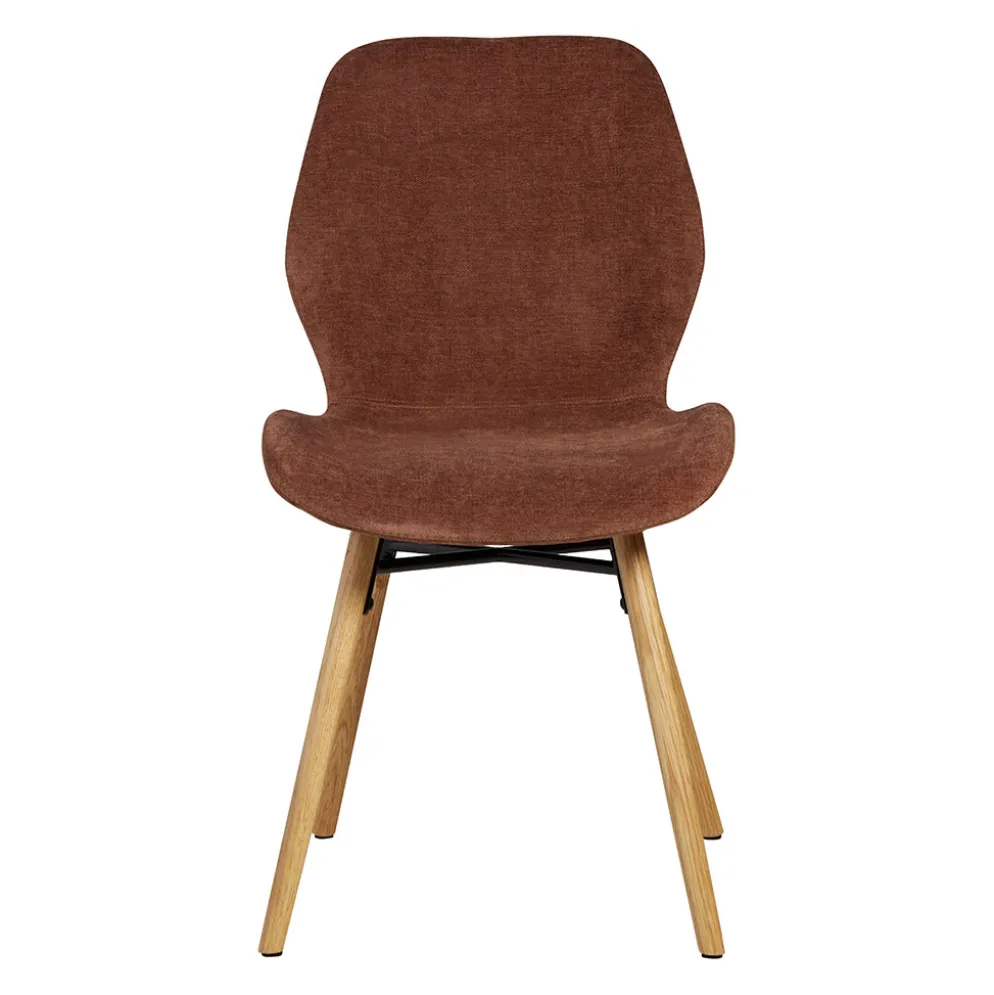 Chaise salle à manger en tissu soft touch acajou - Keri