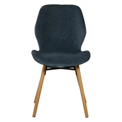 Chaise salle à manger en tissu soft touch bleu foncé - Keri