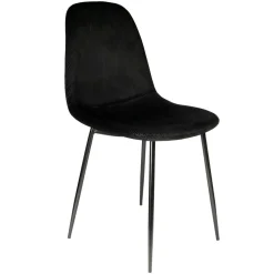 Chaise salle à manger en velours cotelé noir - Julia