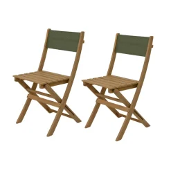 Chaises de jardin pliantes x2 en bois d'acacia vert - Liverno