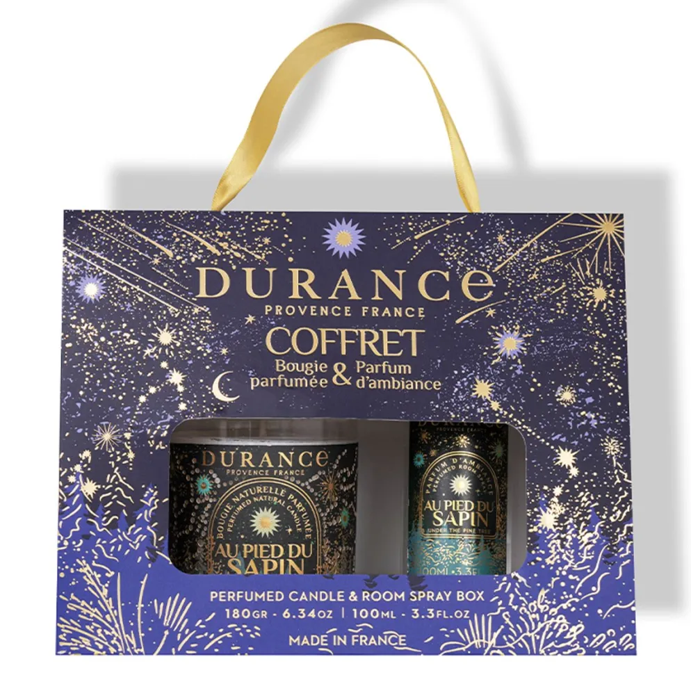 Coffret cadeau parfum d'ambiance 100ml et bougie parfumée 180g au pied du sapin