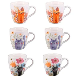 Coffret de 6 tasses en porcelaine chat 23cl - Savannah