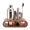 Coffret de cocktail en acier argenté et bambou