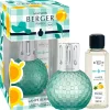 Coffret lampe diffuseur en verre vert avec recharge parfumée menthe givrée 250ml - Disco