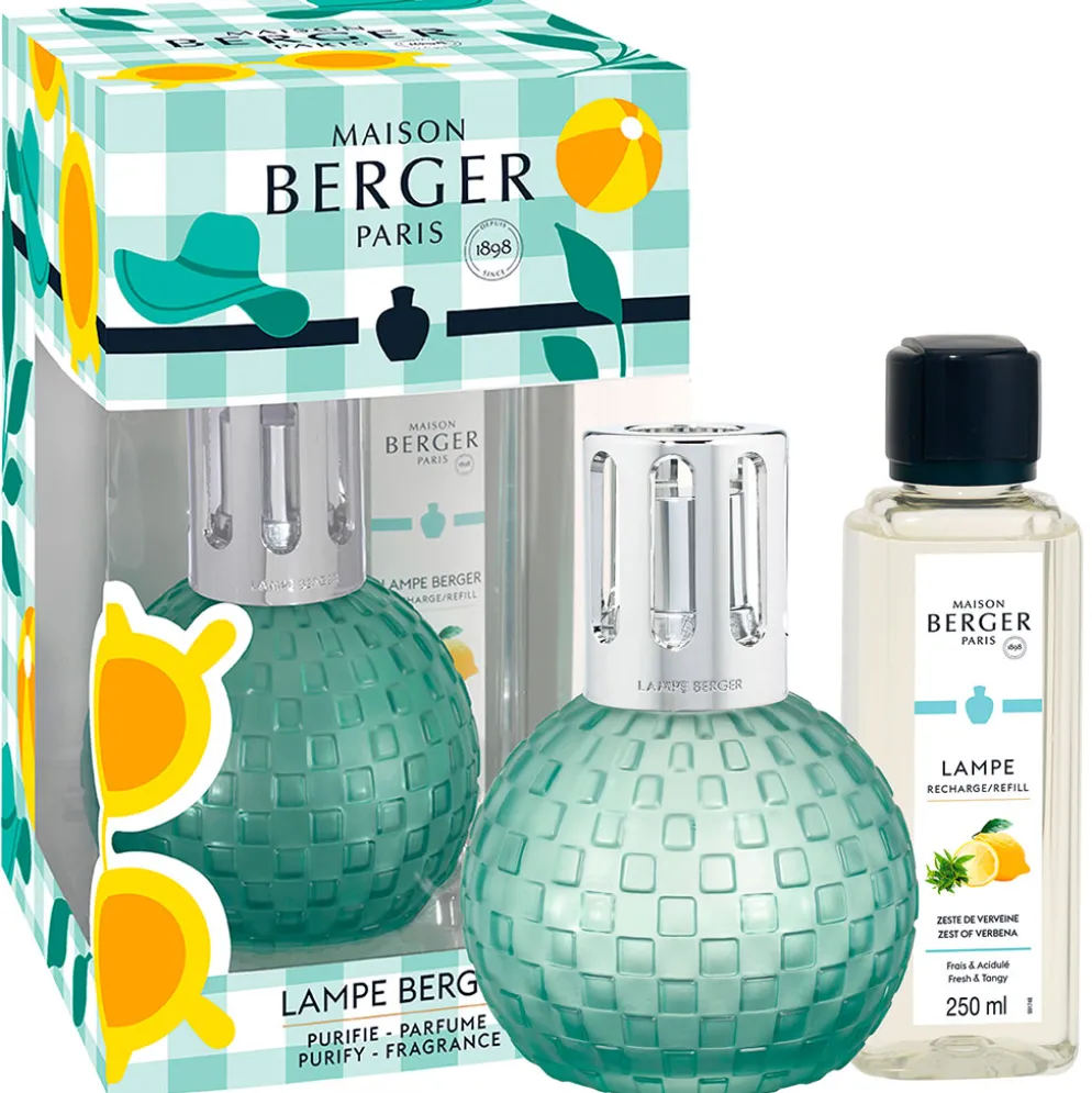 Coffret lampe diffuseur en verre vert avec recharge parfumée menthe givrée 250ml - Disco