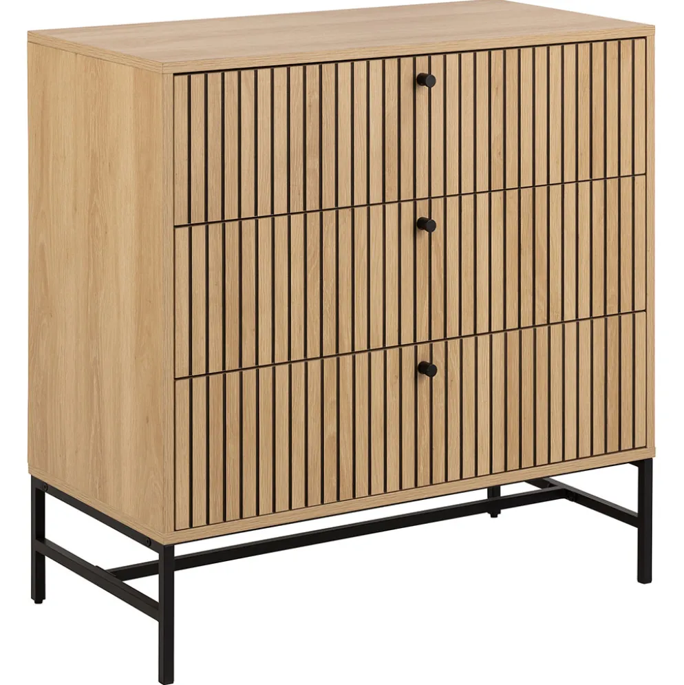 Commode 3 tiroirs en bois naturel h81cm - Albany