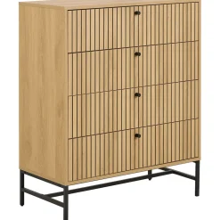 Commode 4 tiroirs en bois naturel h100cm - Albany