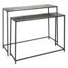 Console gigogne (x2) en fer argenté - Felia