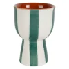 Coquetier en grès rayé émeraude et blanc d4.5cm - Alaria