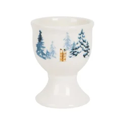 Coquetier luge en faïence blanc et bleu - Collection