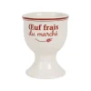 Coquetier "œuf frais" en faïence blanc et rouge - Collection