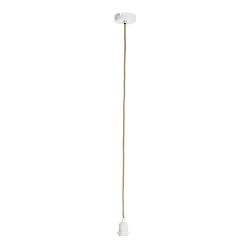 Cordon électrique pour suspension en tissu naturel et blanc E27 0.80M