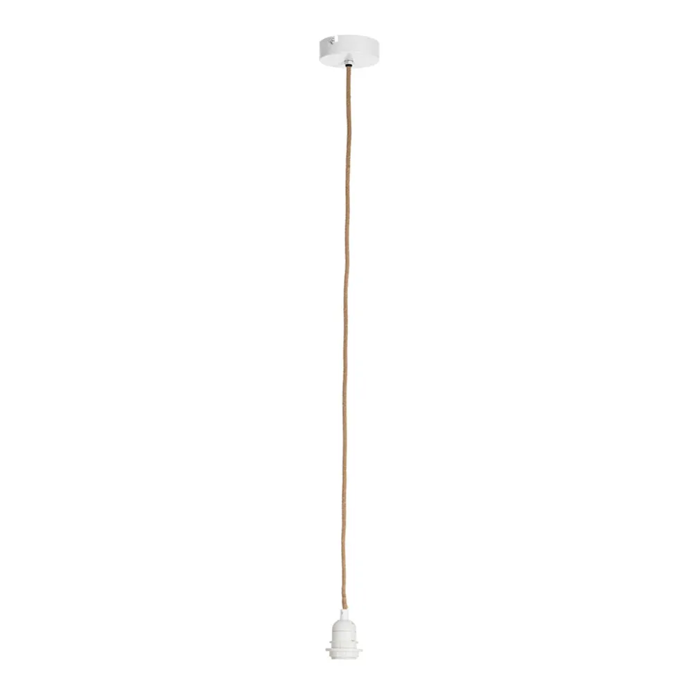 Cordon électrique pour suspension en tissu naturel et blanc E27 0.80M