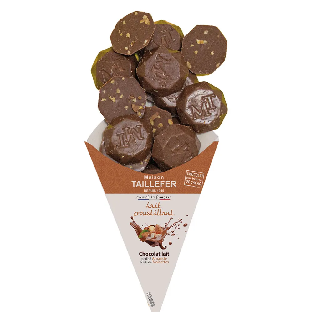Cornet de chocolats au lait croustillant 130g