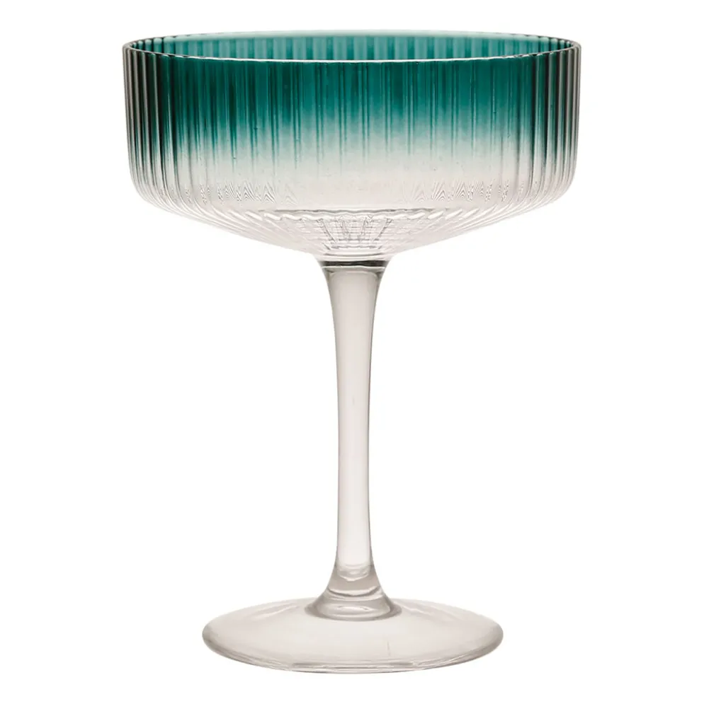 Coupe champagne striée en verre emeraude - Funny