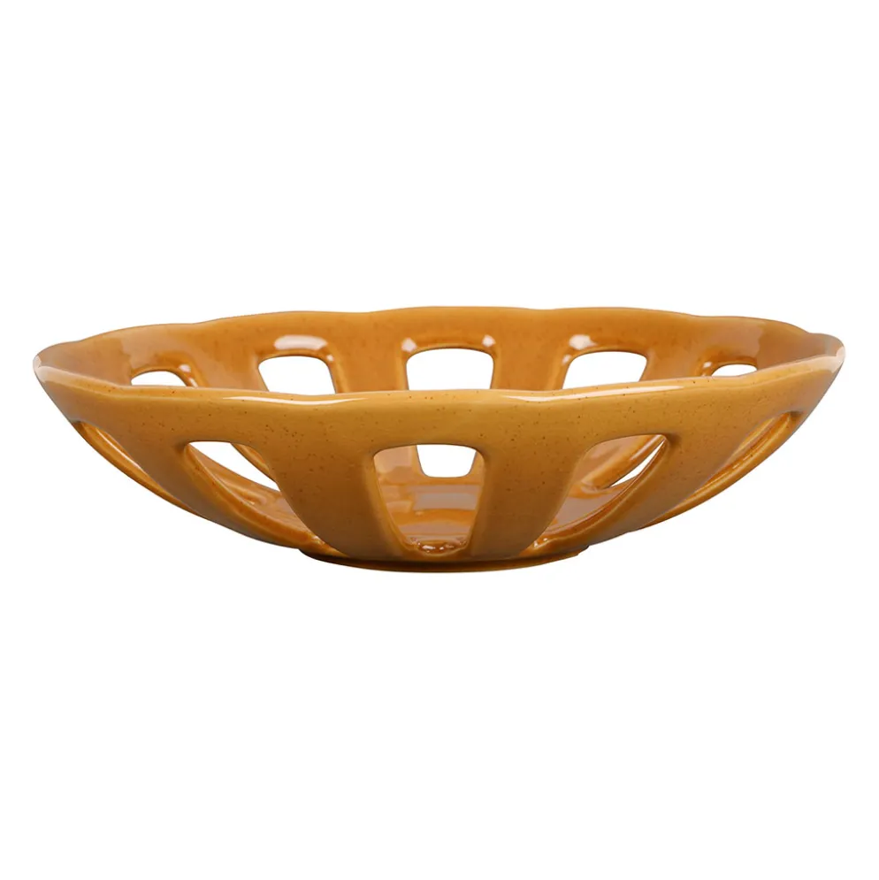 Coupe en grès moutarde moucheté d28cm - Organic