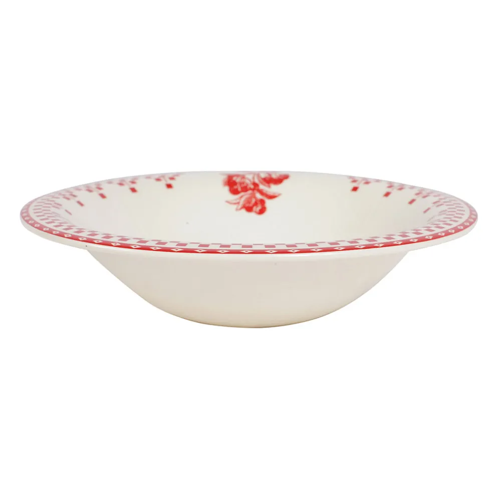Coupelle en faïence rouge d20cm - damier
