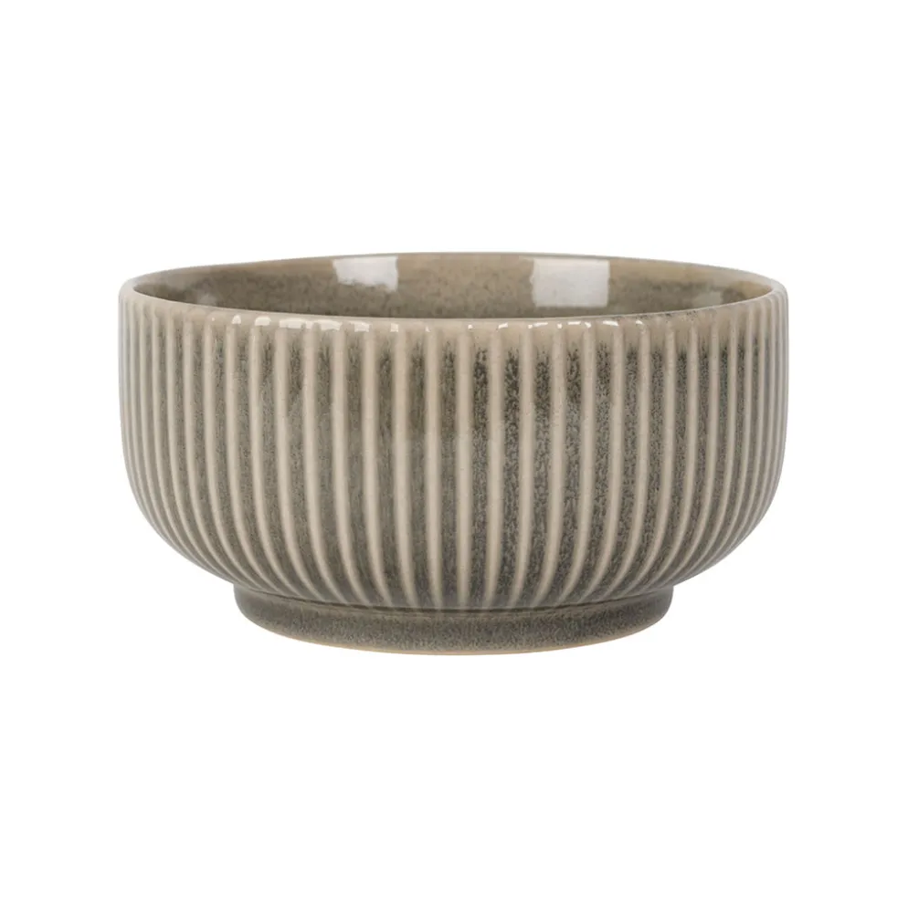 Coupelle en grès rayé gris d15cm - Carla