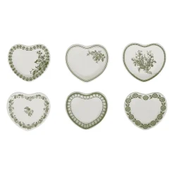 Coupelles cœur x6 en faïence vert 10x9cm - Faustine