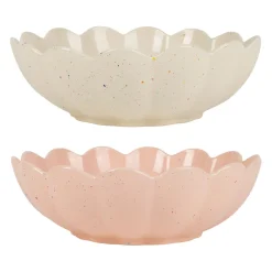 Coupes x2 en grès rose et écru moucheté d28cm - Aurore
