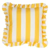 Coussin à volants en tissu rayé jaune 45x45cm - Palma