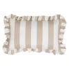 Coussin à volants en tissu rayé beige 50x30cm - Palma