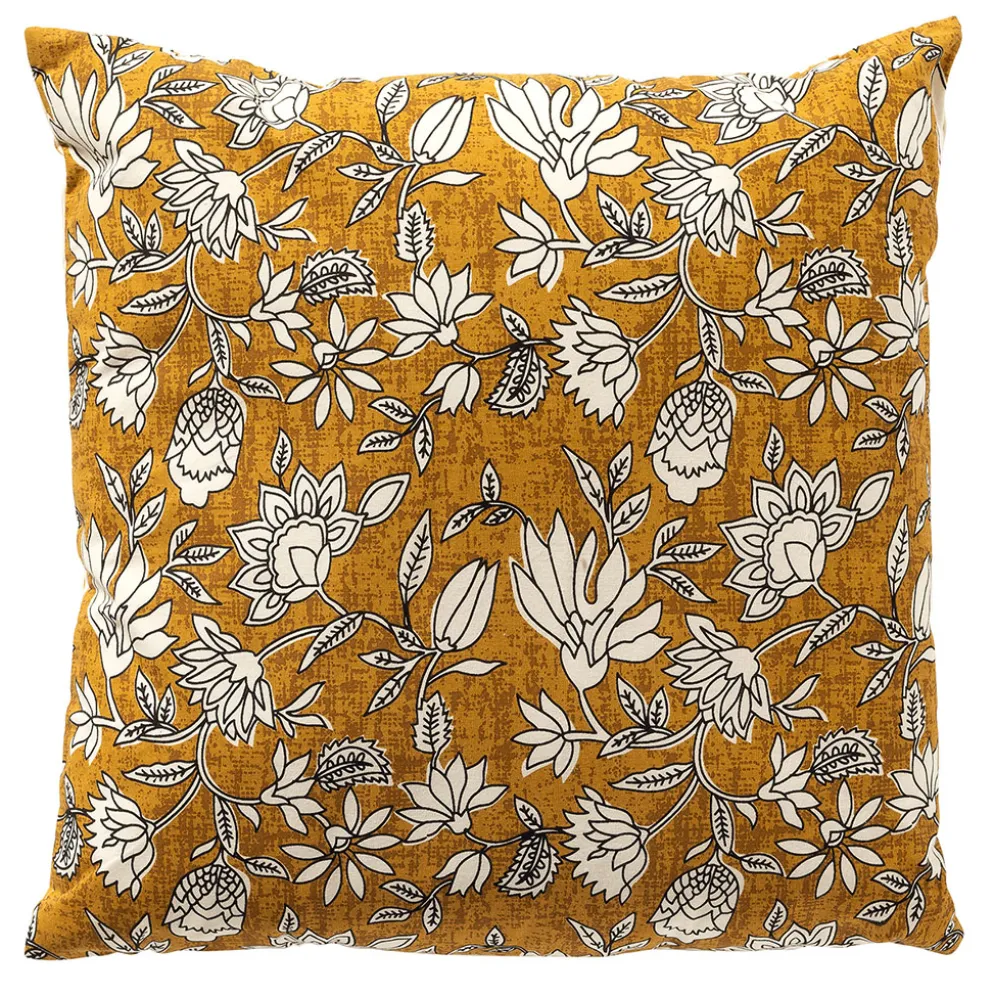 Coussin carré en coton moutarde 45x45cm - Judith