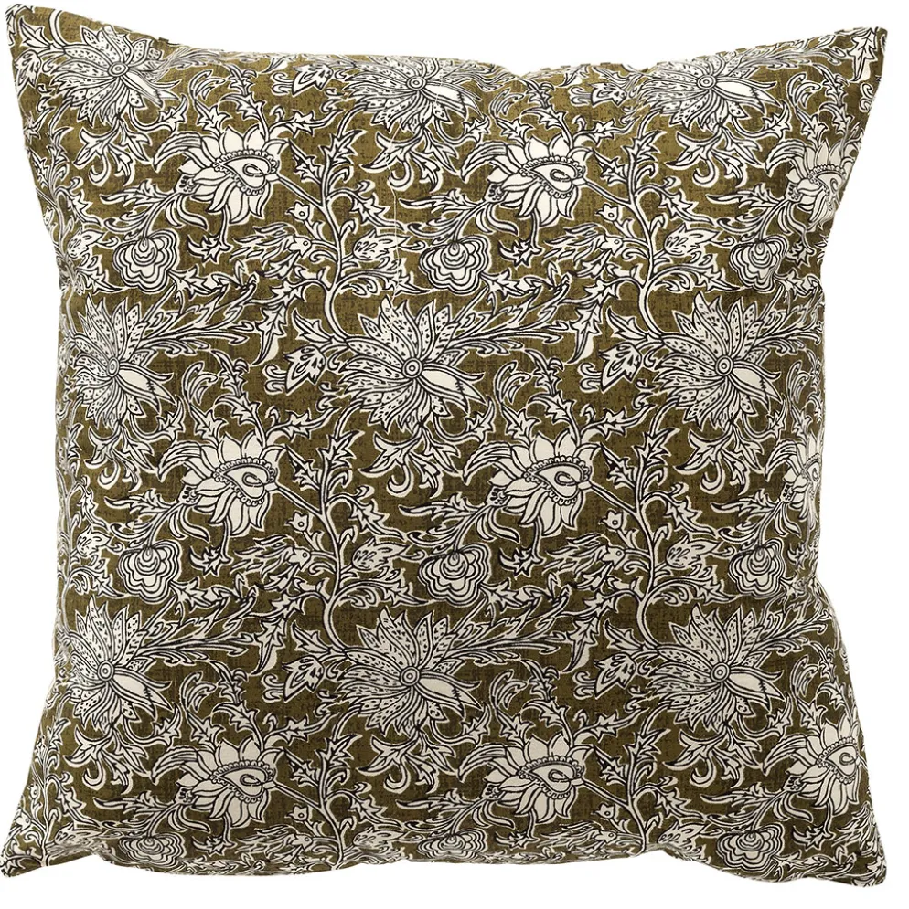 Coussin carré en coton vert 45x45cm - Joelle