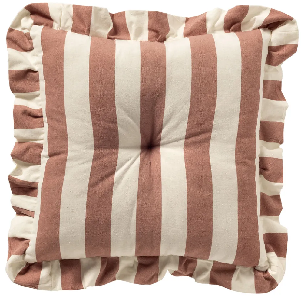 Coussin carré en tissu rayé rose 40x40cm - Bella