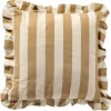 Coussin carré en tissu rayé crème 45x45cm - Bella
