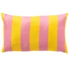 Coussin d'extérieur en tissu rayé jaune et rose 30x50cm - Apollo