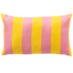 Coussin d'extérieur en tissu rayé jaune et rose 30x50cm - Apollo
